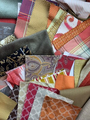 Fall Fabric Scrap Bundle; Designer Samples; Upholstery, Silk, Cotton fabric fodder for Crafts, Sewing, Scrapbooking - image1